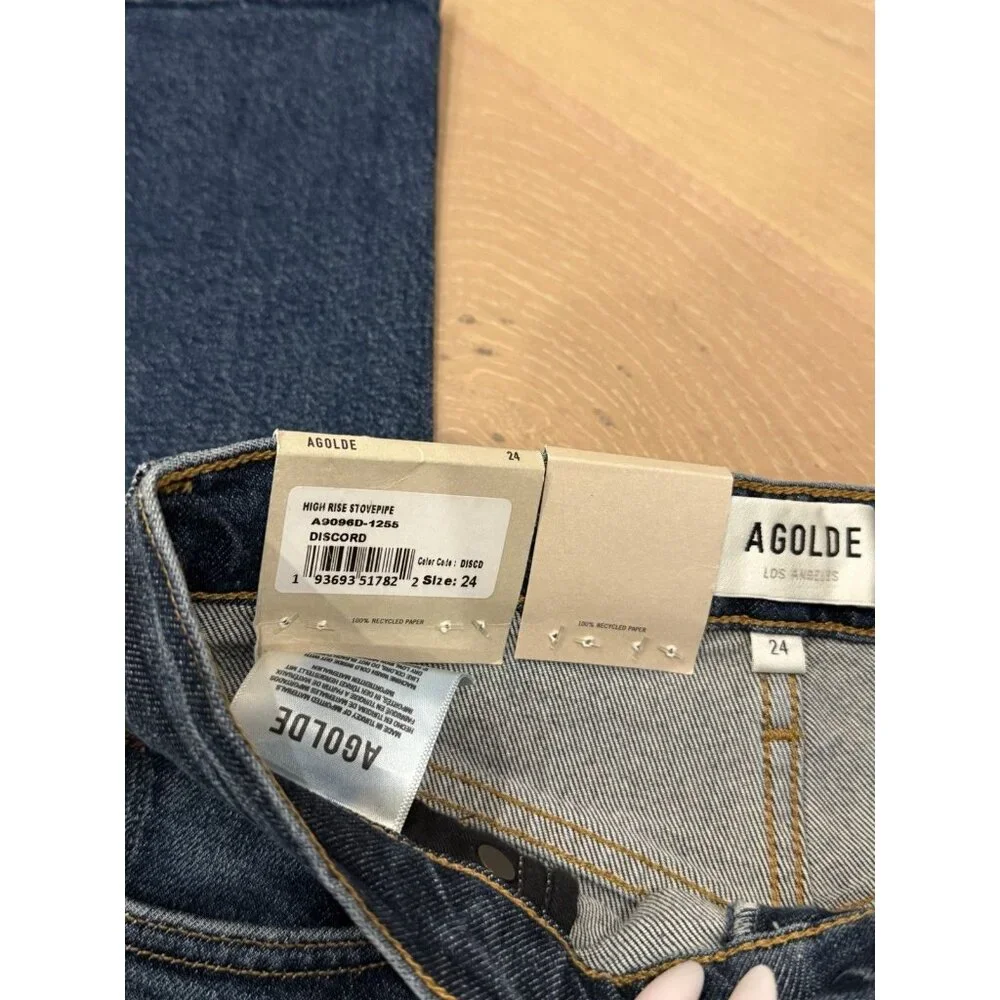 AGOLDE Stovepipe High Rise Straight Leg Jeans Discord 24 NWT